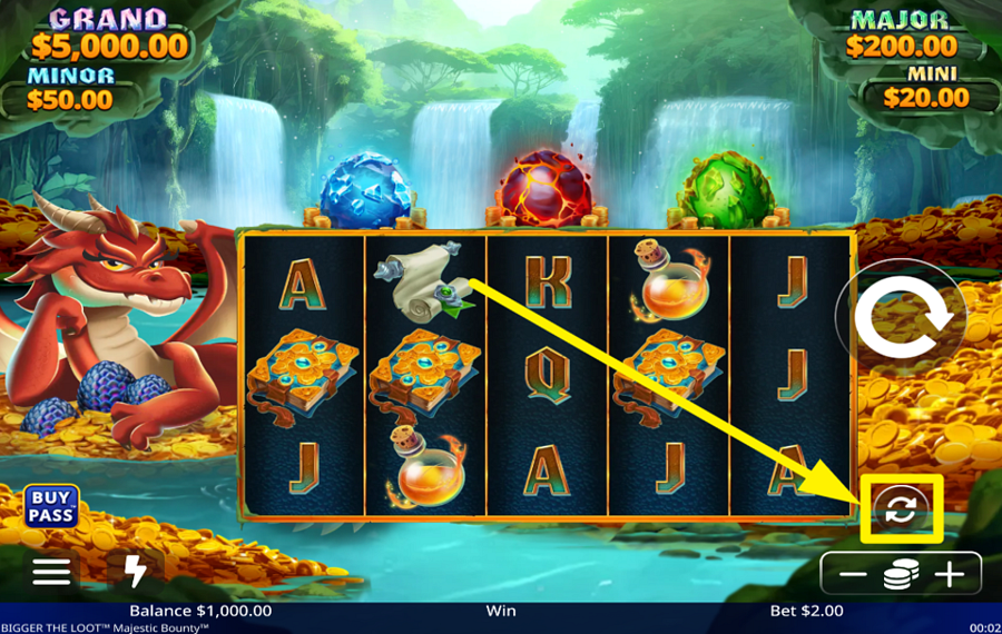 Bigger the Loot Majestic Bounty UTILICE LOS GIROS AUTOMÁTICOS.