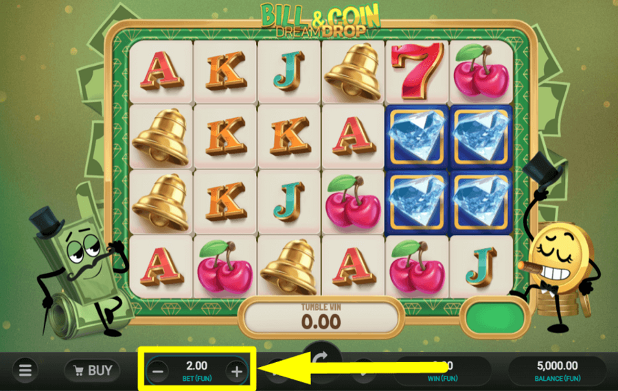 Bill and Coin Dream Drop ESTABLECE EL MONTO DE TU APUESTA.