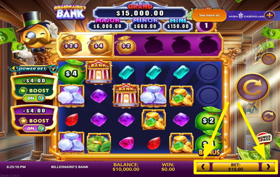 Billionaires Bank ВЫБЕРИТЕ СУММУ СТАВКИ.