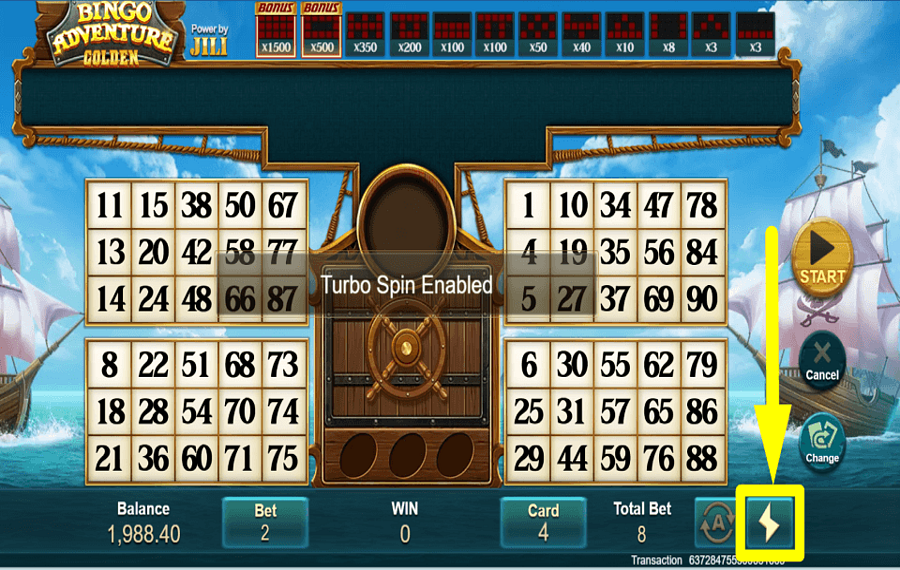 Bingo Adventure ATTIVA LA MODALITÀ TURBO.