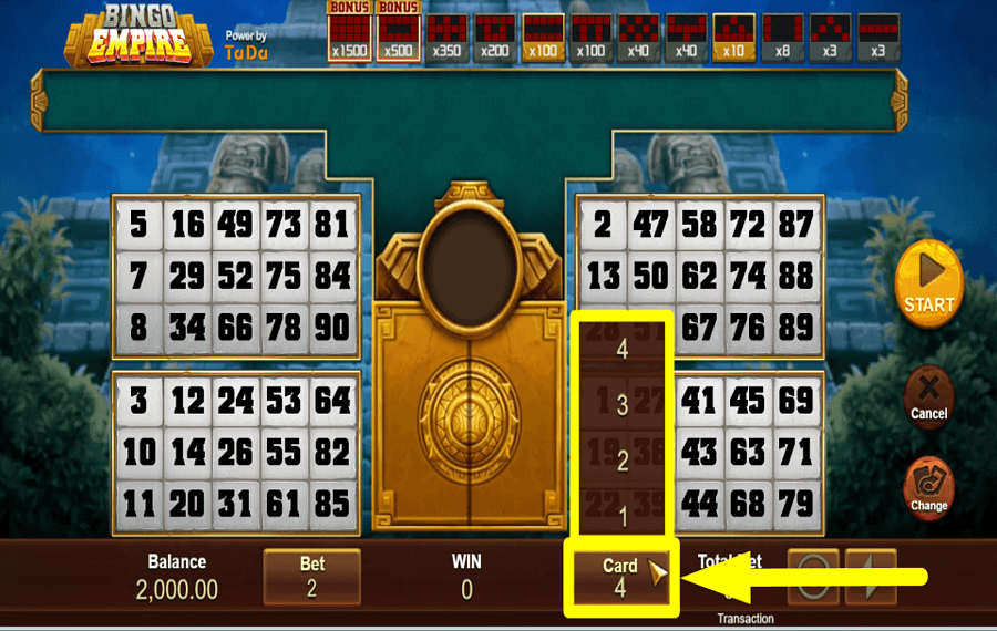 Bingo Empire ВЫБЕРИТЕ СВОИ КАРТЫ.