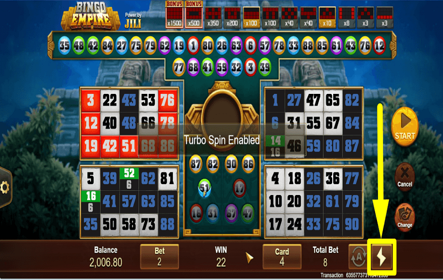 Bingo Empire ATTIVA LA MODALITÀ TURBO.