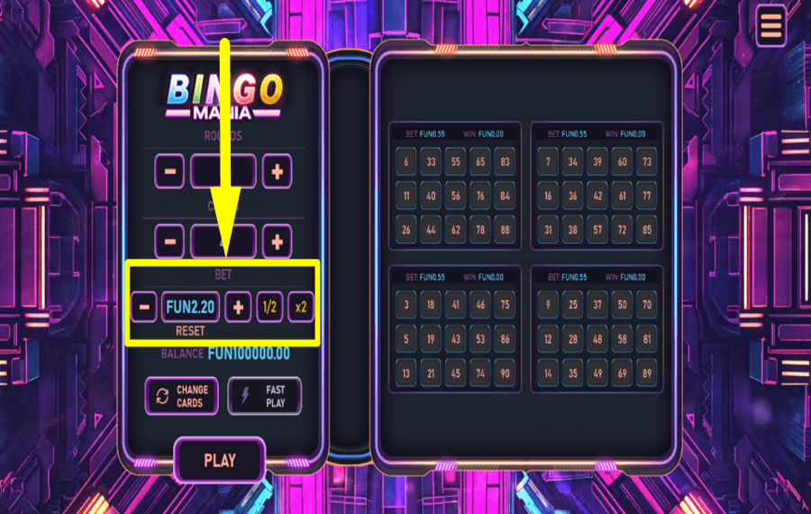 Bingo Mania AJUSTEZ LA MISE.