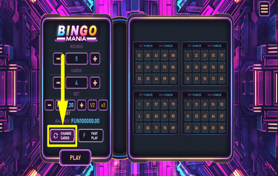 Bingo Mania MODIFIER LES CARTES.