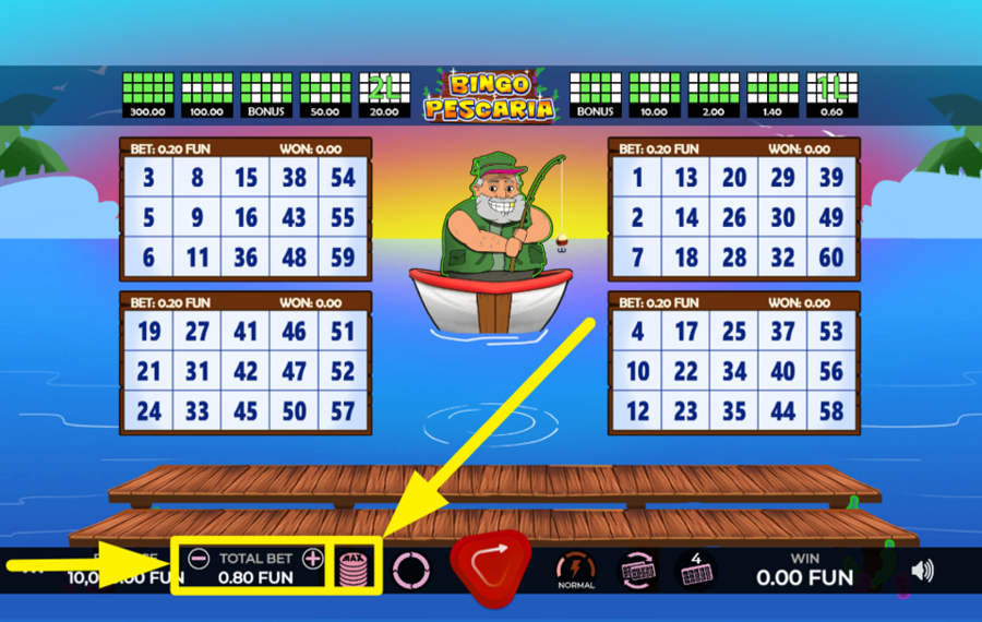 Bingo Pescaria CHOOSE THE TOTAL BET.