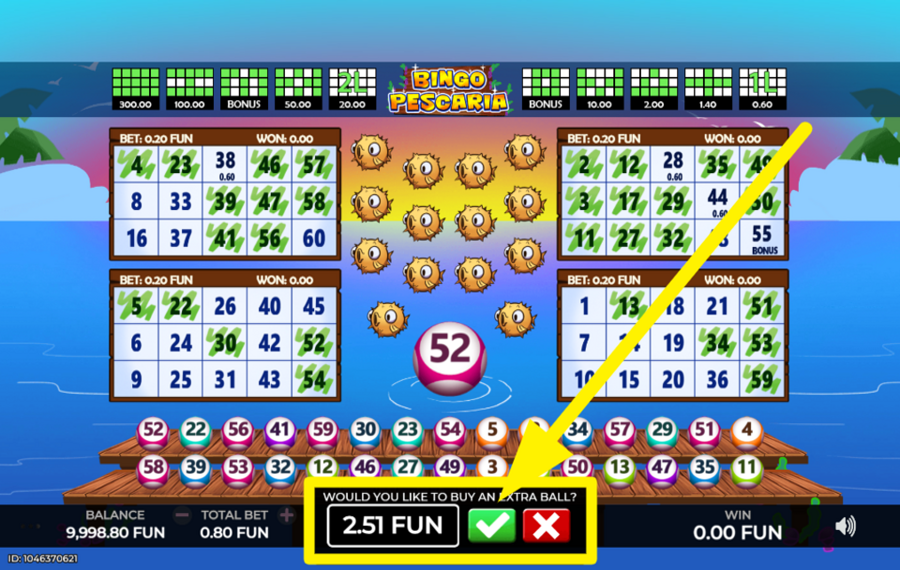 Bingo Pescaria BUY EXTRA BALLS.
