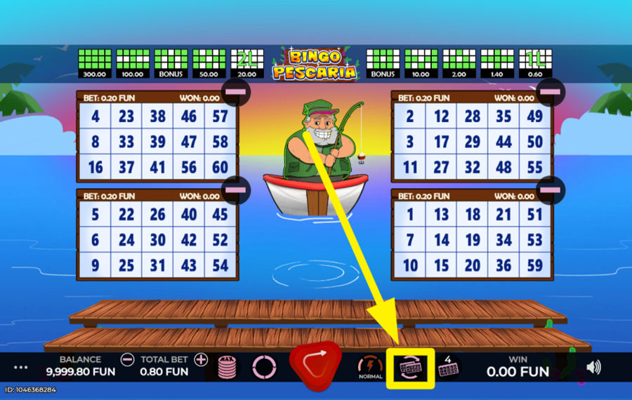 Bingo Pescaria RANDOMIZE CARD NUMBERS.