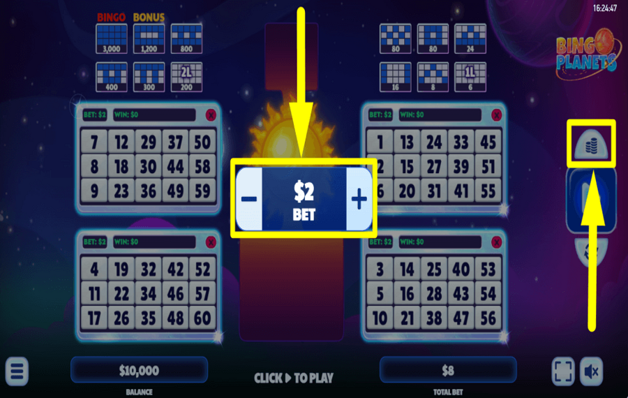 Bingo Planets PLACEZ VOTRE PARI.