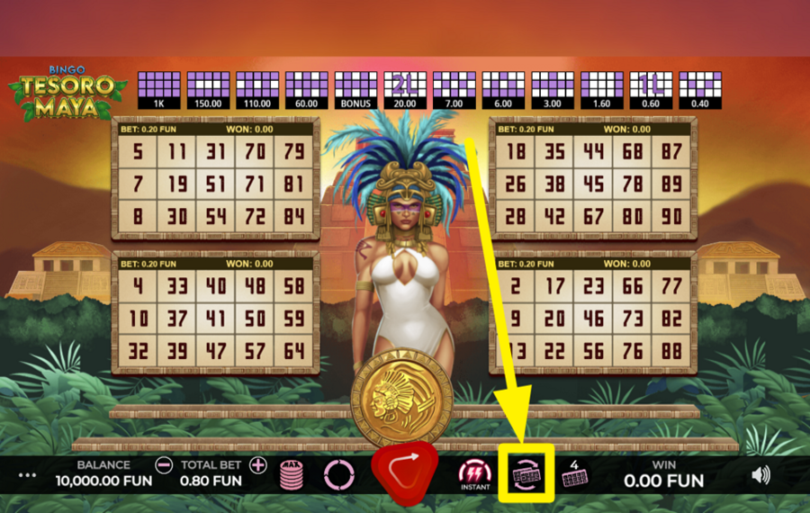Bingo Tesoro Maya SHUFFLE THE NUMBERS.