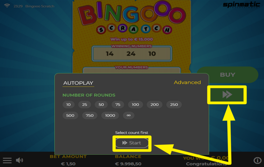 Bingooo Scratch TRIGGER AUTOMATIC PLAY.