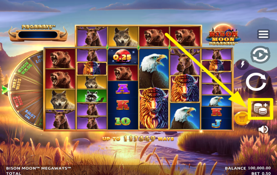 Bison Moon Megaways SET YOUR STAKE.