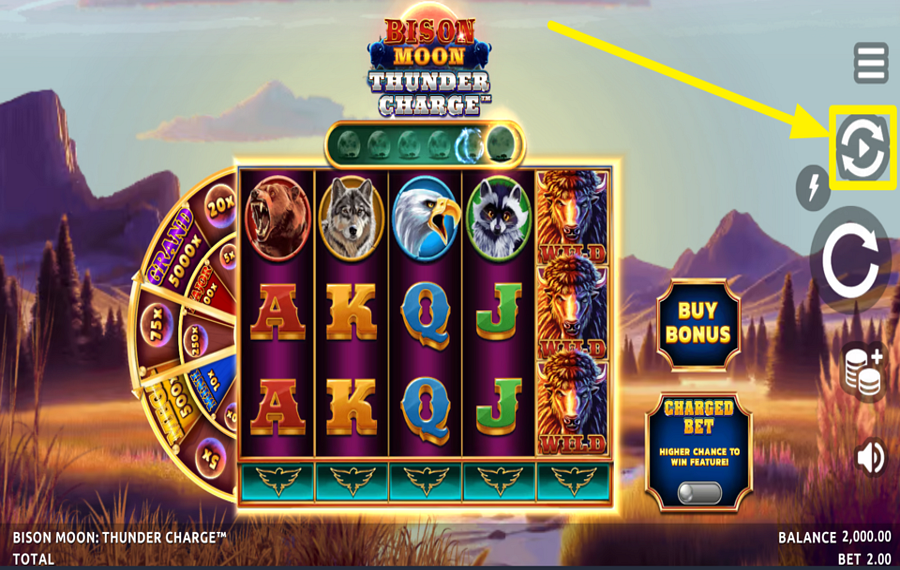 Bison Moon Thunder Charge ИСПОЛЬЗУЙТЕ АВТОМАТИЧЕСКИЕ ВРАЩЕНИЯ.