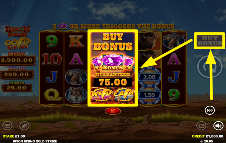 Bison Rising Gold Strike РАЗБЛОКИРУЙТЕ БОНУСНУЮ ФУНКЦИЮ.
