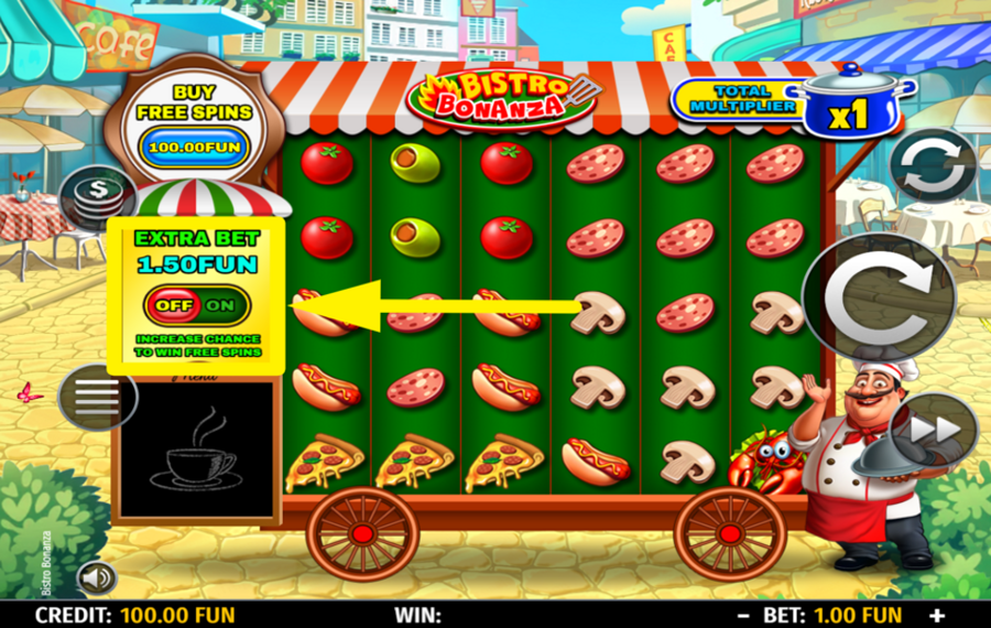 Bistro Bonanza TAKE ADVANTAGE OF EXTRA BET.