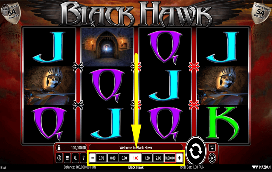 Black Hawk SET THE TOTAL BET.