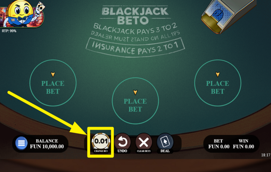 Blackjack Beto CHOISISSEZ VOTRE PARI.