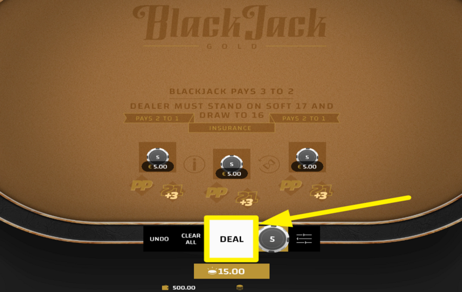 Blackjack Gold DISTRIBUEZ LES CARTES.