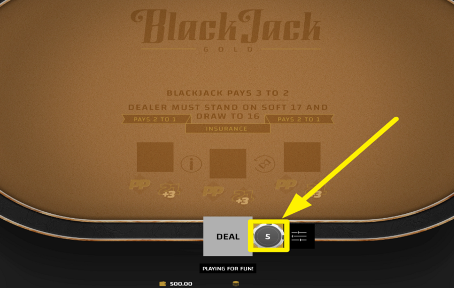 Blackjack Gold CHOISISSEZ VOTRE PARI.