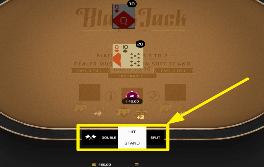 Blackjack Gold PRENEZ UNE DÉCISION STRATÉGIQUE.