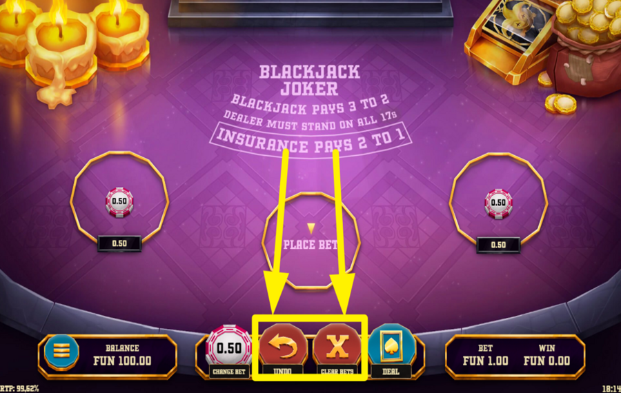 Blackjack Joker ОТМЕНИТЬ ИЛИ ОБНОВИТЬ СТАВКУ.
