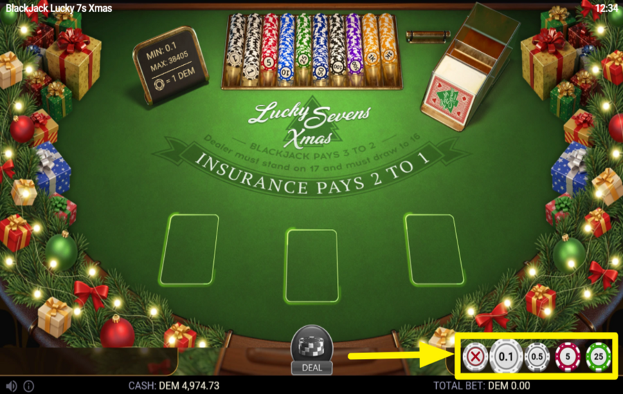 Blackjack Lucky 7s Xmas SCEGLI LA TUA SCOMMESSA.