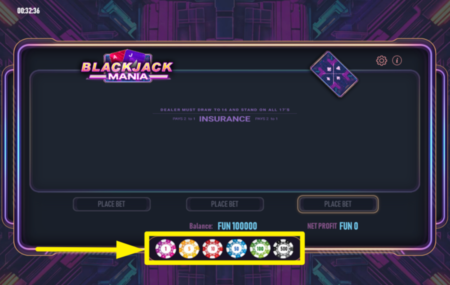 Blackjack Mania CHOISISSEZ VOTRE PARI.