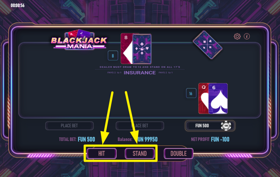 Blackjack Mania FRAPPEZ OU RESTEZ TENU.