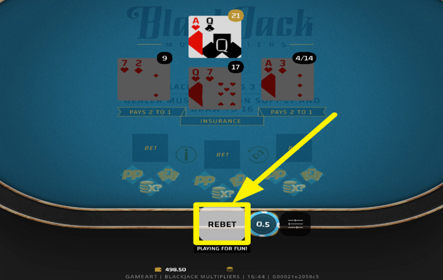 Blackjack Multipliers RÉPÉTEZ VOTRE DERNIER PARI.