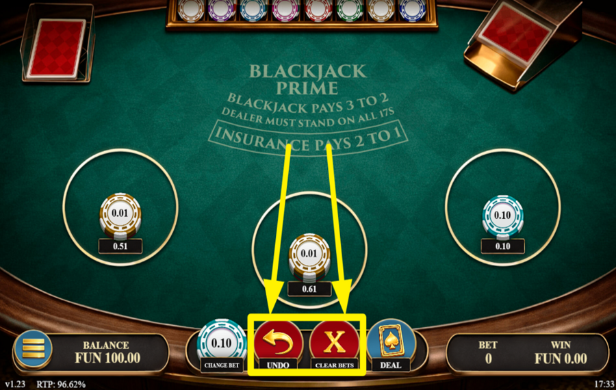 Blackjack Prime ОТМЕНИТЬ ИЛИ ОБНОВИТЬ СТАВКУ.