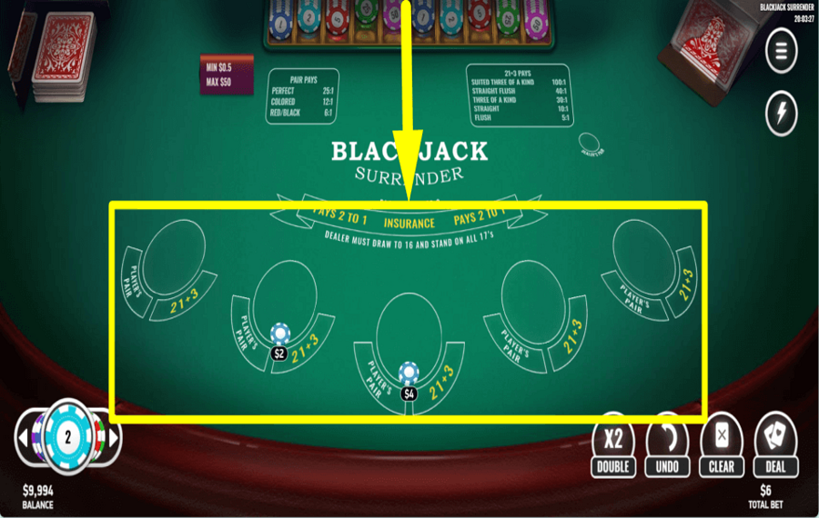 Blackjack Surrender РАСПРЕДЕЛИТЕ СВОИ МОНЕТЫ.