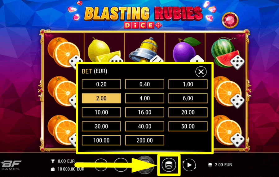 Blasting Rubies Dice MODIFY THE STAKE.