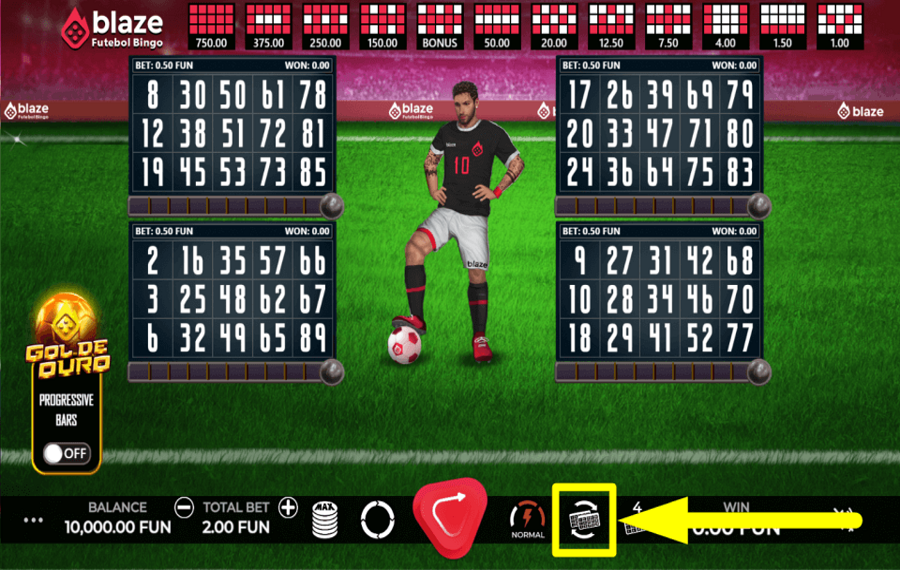 Blaze Futebol Bingo POSITION YOUR CARDS.