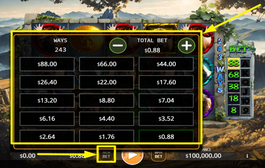 Blazing Buffalo DECIDE ON YOUR BET AMOUNT.