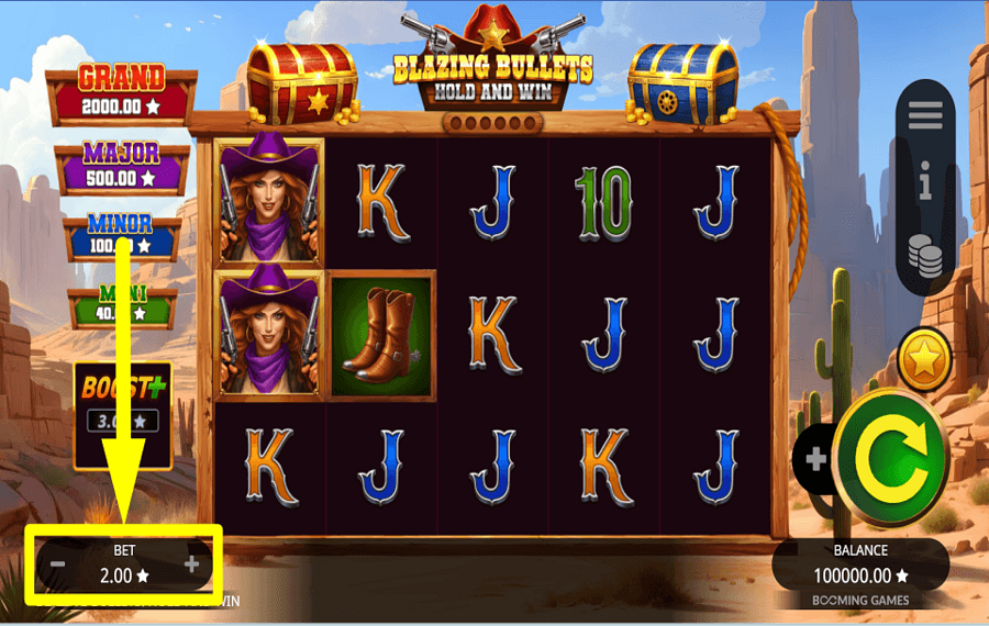 Blazing Bullets Hold and Win СКОРРЕКТИРУЙТЕ СВОЮ СТАВКУ.