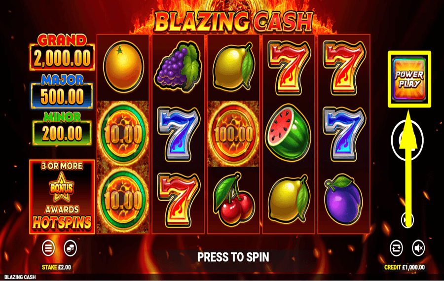 Blazing Cash SET UP POWER PLAY.