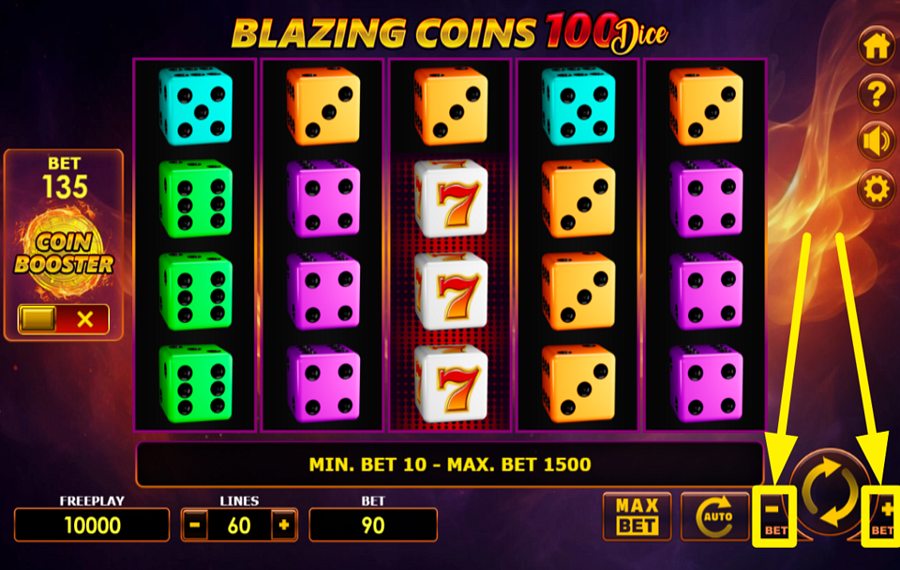 Blazing Coins 100 Dice FAITES VOTRE PARI.