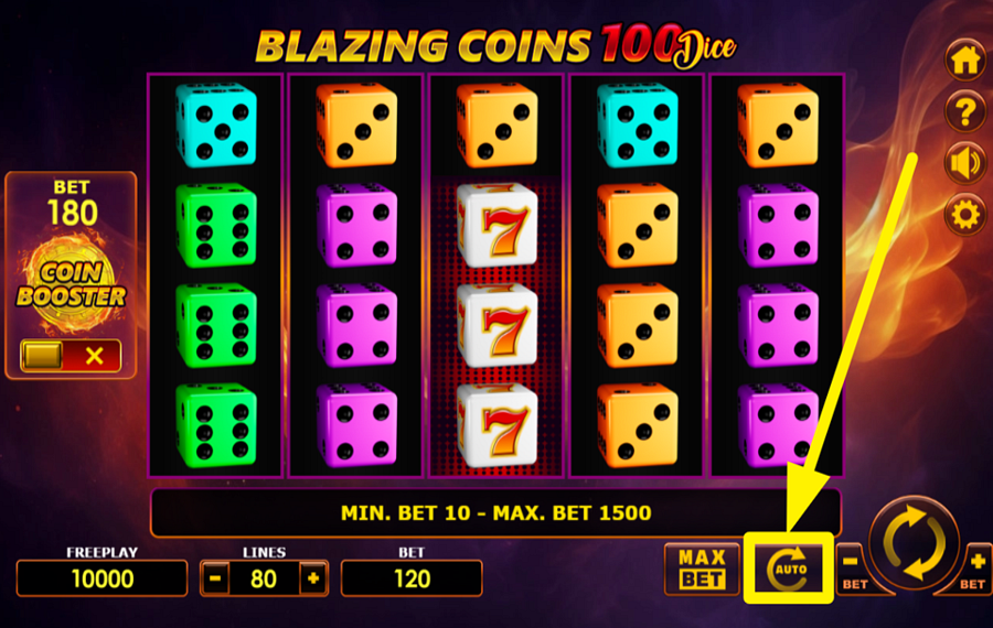 Blazing Coins 100 Dice DÉCLENCHEUR DE LECTURE AUTOMATIQUE.