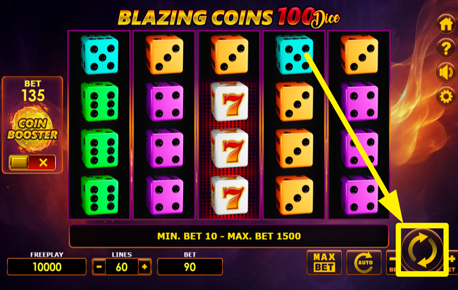 Blazing Coins 100 Dice TOURNEZ POUR LA VICTOIRE !