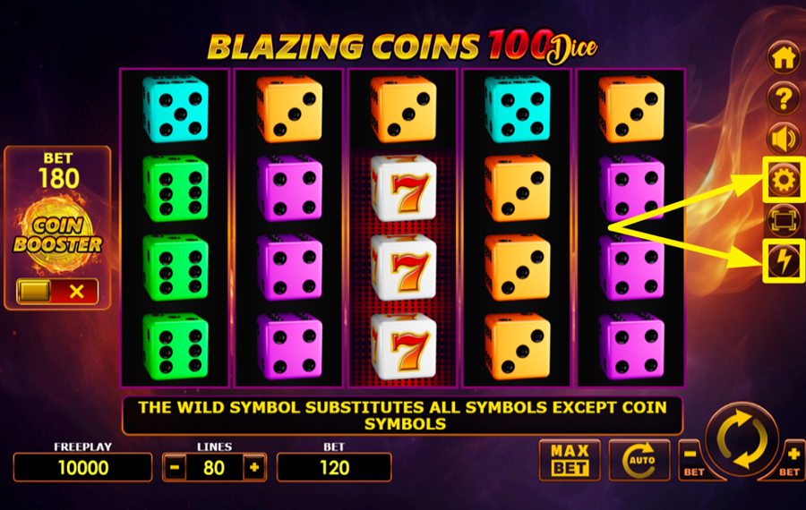 Blazing Coins 100 Dice ACCÉLÉRER LE JEU.
