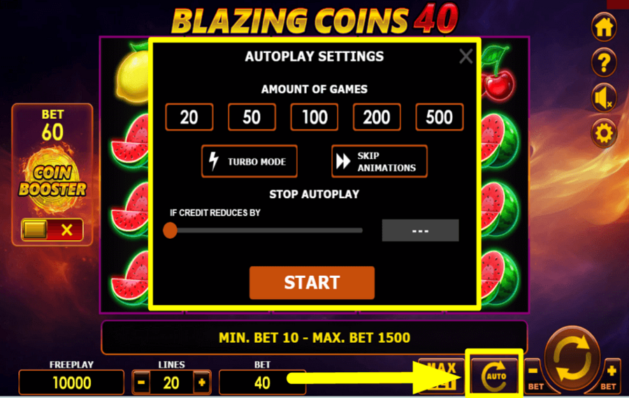 Blazing Coins 40 USE THE AUTOPLAY FEATURE.
