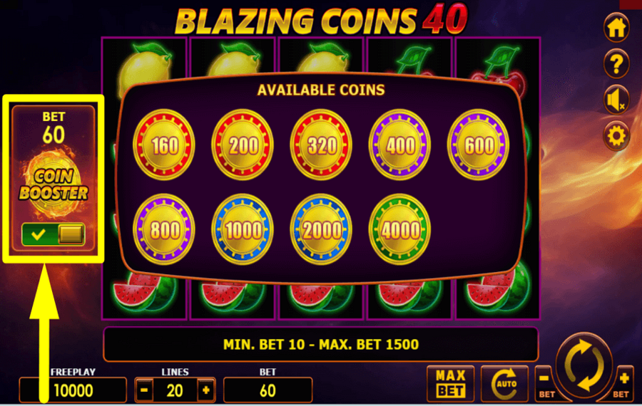 Blazing Coins 40 ACTIVATE THE BOOSTER.