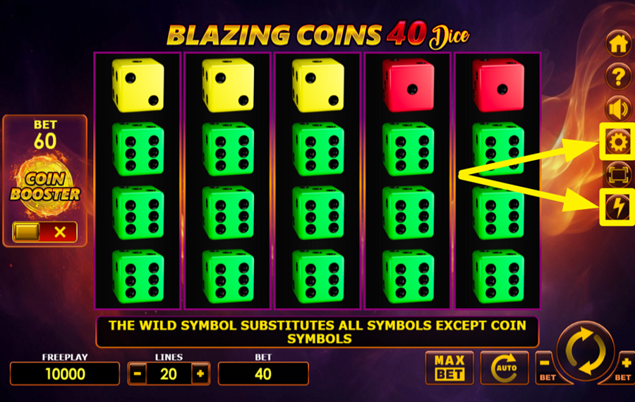 Blazing Coins 40 Dice ACCÉLÉREZ LES TOURS.