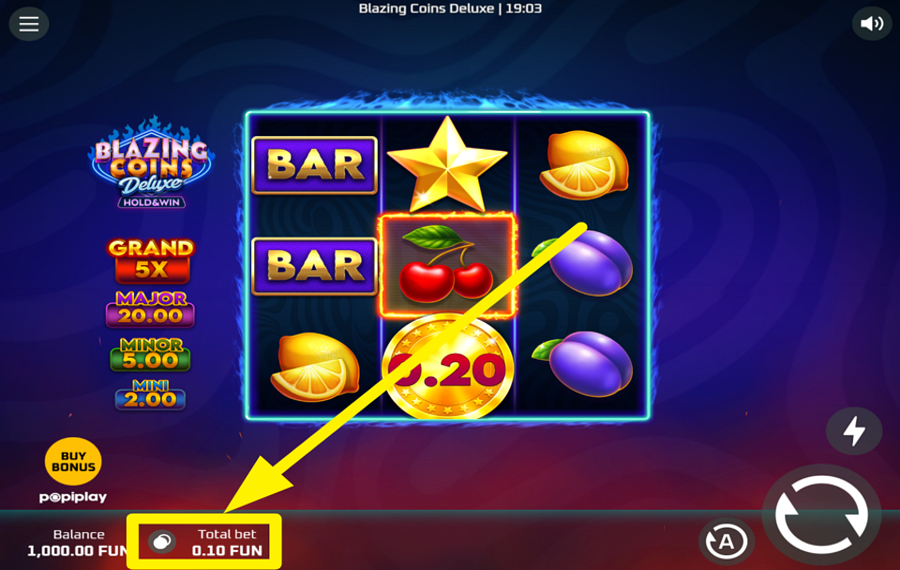 Blazing Coins Deluxe PLATZIEREN SIE IHREN EINSATZ.