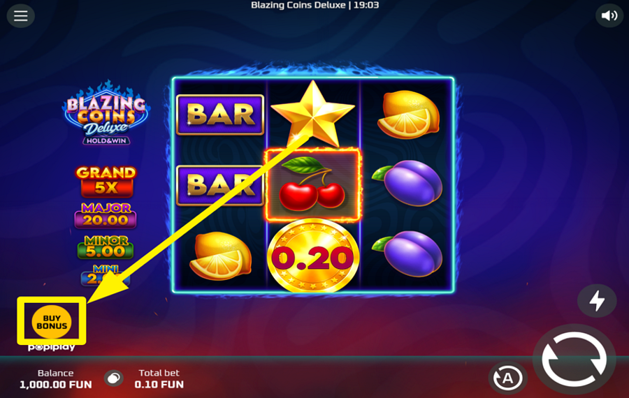 Blazing Coins Deluxe SCHALTE DAS BONUSSPIEL FREI.
