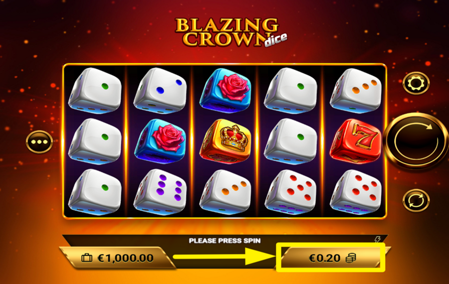 Blazing Crown Dice DÉFINISSEZ UN MONTANT DE MISE.
