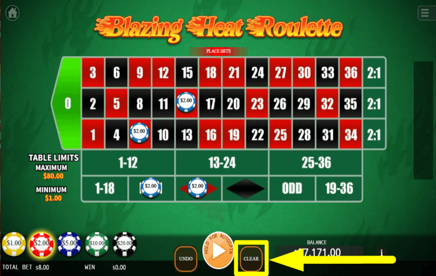 Blazing Heat Roulette CANCELAR TODAS LAS APUESTAS.