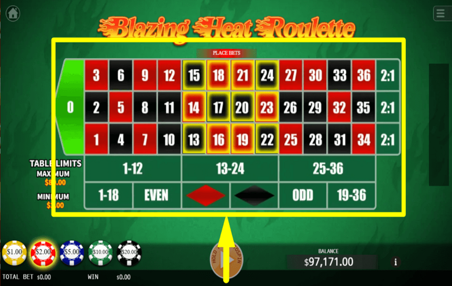 Blazing Heat Roulette ELIGE LOS NÚMEROS.