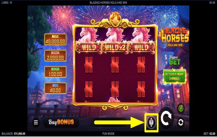 Blazing Horses Hold and Win DETERMINE YOUR WAGER.