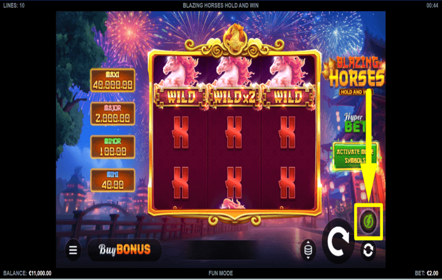 Blazing Horses Hold and Win SPIN QUICKLY.