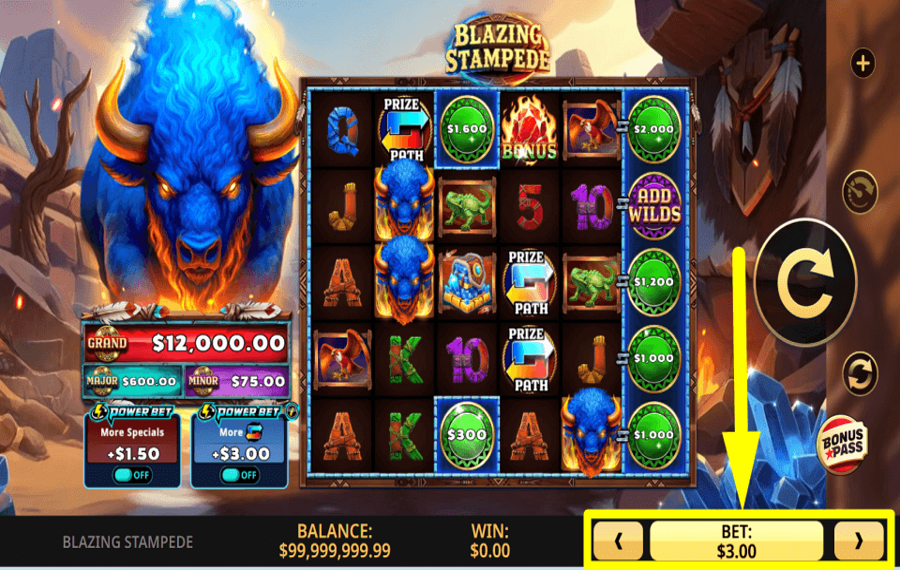 Blazing Stampede AJUSTER LA MISE.